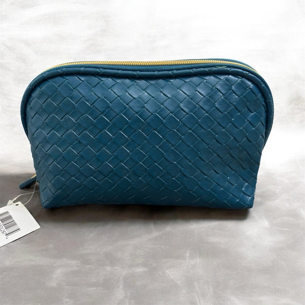 Nordstrom Blue Woven Leather Pouch